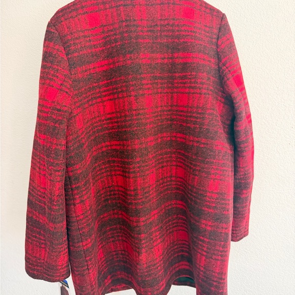 Pendleton Red and Black Plaid Zip-Front Wool Pea Coat - Picture 6 of 7